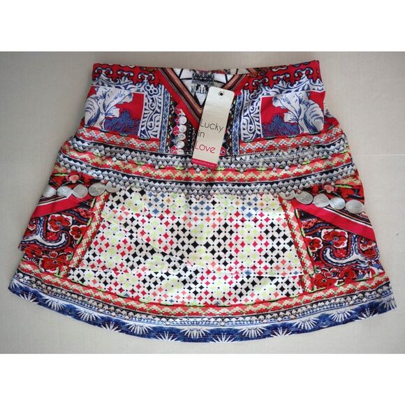Lucky in Love GB08-Q33955 Women's Sz S Floral Printed Multi Pleated Skirt Skort - Picture 2 of 6